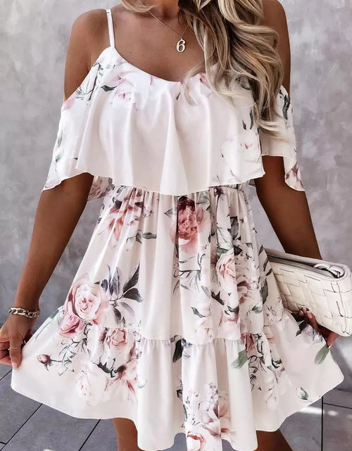 Load image into Gallery viewer, Off Shoulder Floral Mini Dress
